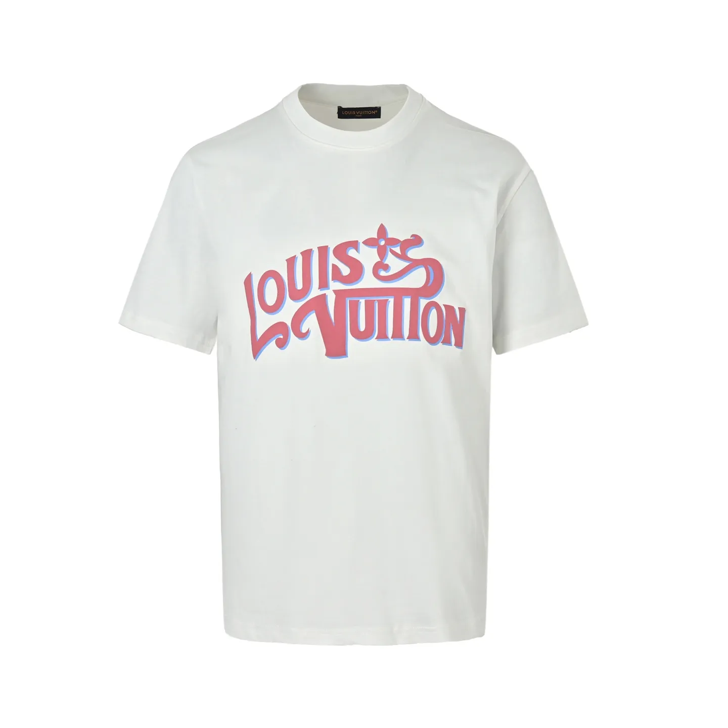 Louis Vuitton/Louis Vuitton pink graffiti 3D letter short sleeves